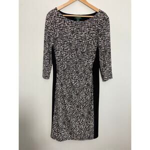 Lauren Ralph Lauren women’s size 14 black & white 3/4 sleeve dress stretchy